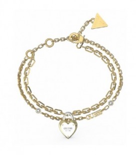 Pulsera Mujer Guess de 19 cm en acero inox. dorado con cristales.