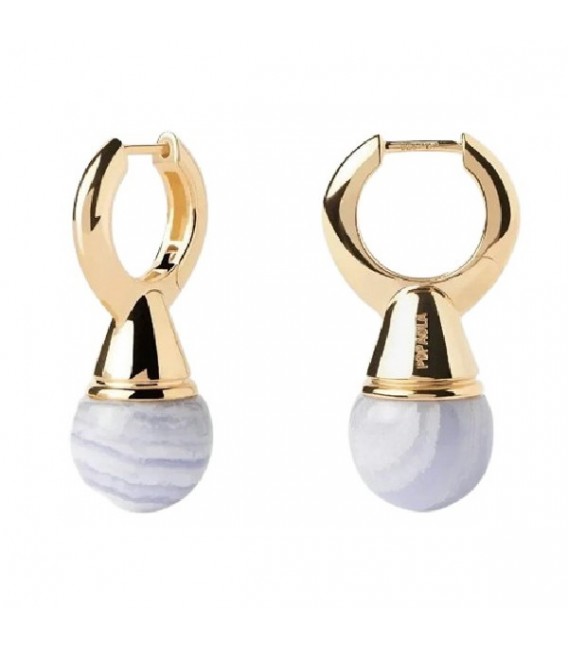 Pendientes Mujer PDPaola de 3,1 cm. en plata con baño de oro de 18k. con agatas riviera.