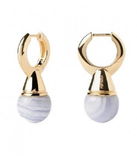 Pendientes Mujer PDPaola de 3,1 cm. en plata con baño de oro de 18k. con agatas riviera.