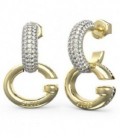 Pendientes Mujer Guess aros de 24 mm. en acero inox. dorado con piedras.