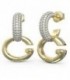 Pendientes Mujer Guess aros de 24 mm. en acero inox. dorado con piedras.