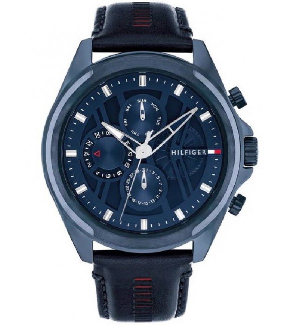 Reloj Hombre Tommy Hilfiger multifunción de 44 mm. con correa de piel genuina.