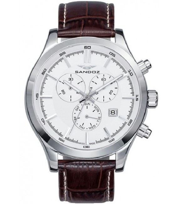 Reloj Hombre Sandoz Multifunción de 42 mm con correa de piel genuina.