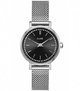Reloj Mujer Cluse de 28 mm. en acero inox. con cristales negros.