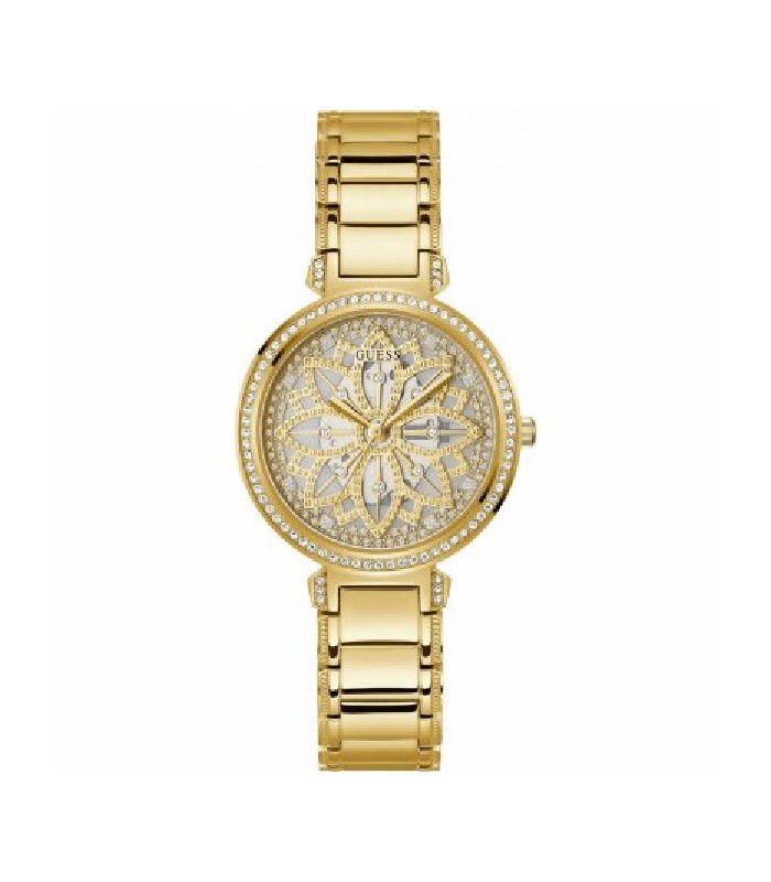 Joyería Zubiaga - Compra Reloj Mujer Guess de 36 mm. en acero dorado y  esfera flor con piedras.