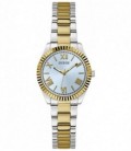 Reloj Mujer Guess clásico de 30 mm. en acero inox. bicolor con pulsera de eslabones.