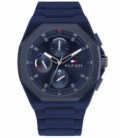 Reloj Hombre Tommy Hilfiger Multifución de 45 mm. con pulsera de silicona color azul.